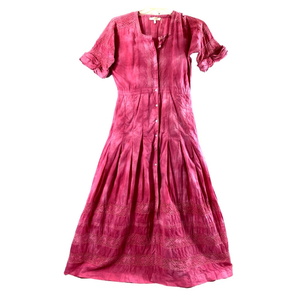 LoveShackFancy Pink Crew Neck Maxi Dress